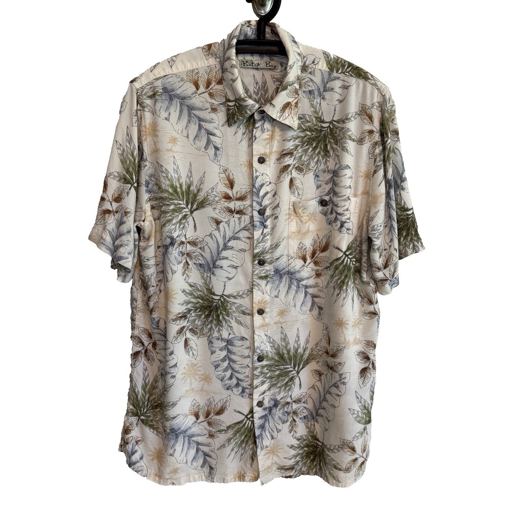 Batck Bay Men Tropical Shirt M Hawaiian Lightweight Resort Summer Botantical